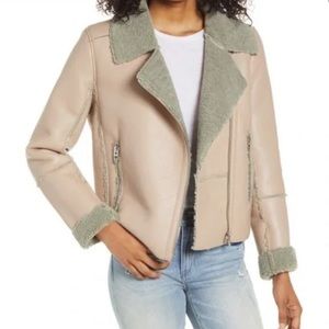 BlankNYC faux leather faux shearling moto jacket XS
